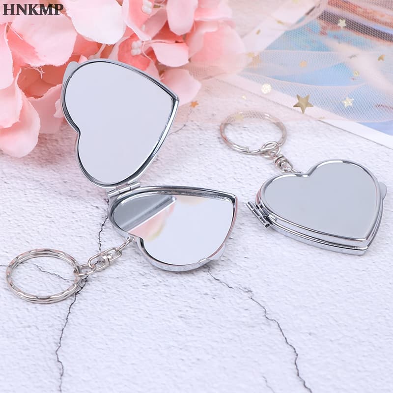 Portable Two-side Folding Make Up Mirror Mini Makeup Compact Key Chain Pocket Mirror Women Cosmetic Mirrors Key Ring
