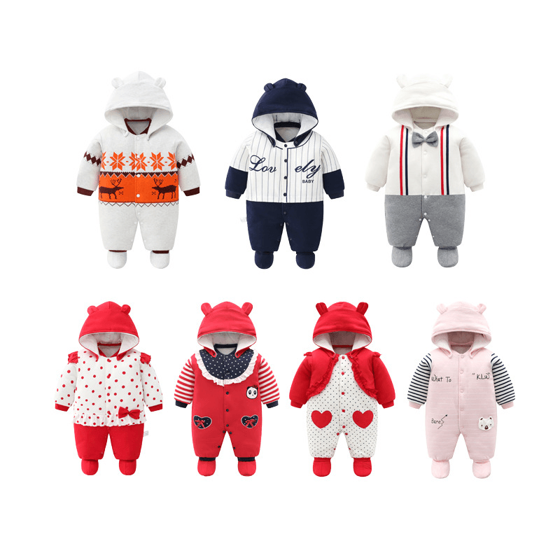 Children's jumpsuit thickened baby clothing clothing autumn and winter newborns go out cotton winter warm jumpsuit
