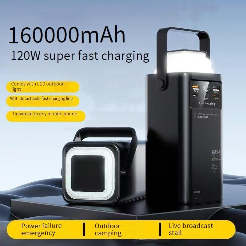 Power Bank Live Broadcast Outdoor Camping Light With Built In Wire 160000 MAh Power Bank Large Capacity Fast Charging Mobile Power