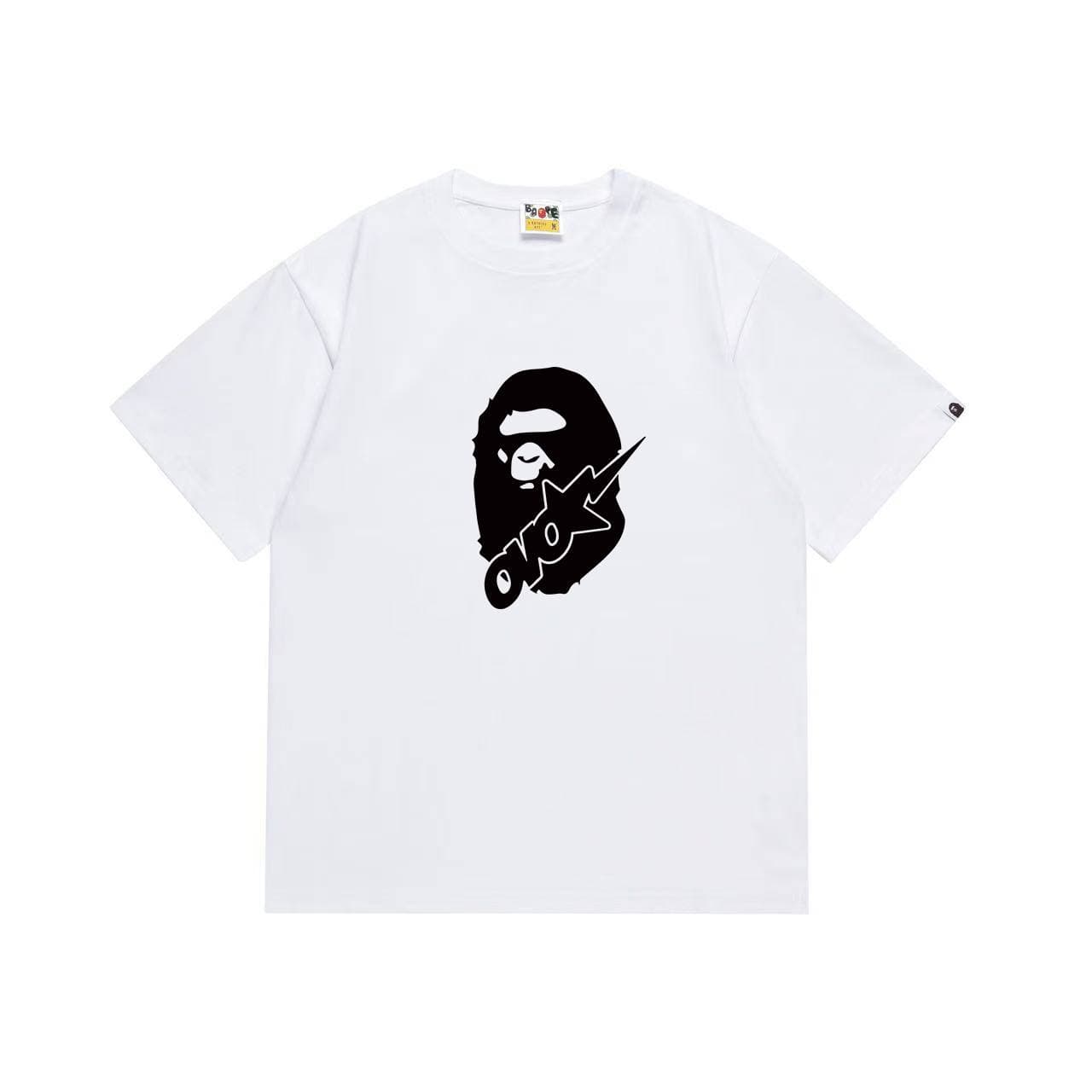T-shirt oversize à col rond pour homme BAPE X OVO Owl, imprimé tête de singe et hibou recto-verso, idéal pour le printemps et l'été au quotidie
