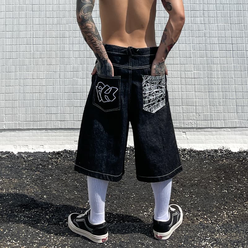 Men's Clothing Denim Shorts Loose Washed Cut Five Point Casual Pants