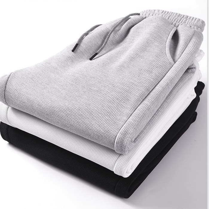 Men's Clothing Trend Waffle Leggings Four Seasons Loose Sports Pants Fashionable Thin Breathable