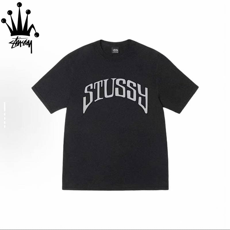 Stussy Creative Arched Logo Letter Pattern Printed Casual Loose Cotton Short Sleeved T-shirt