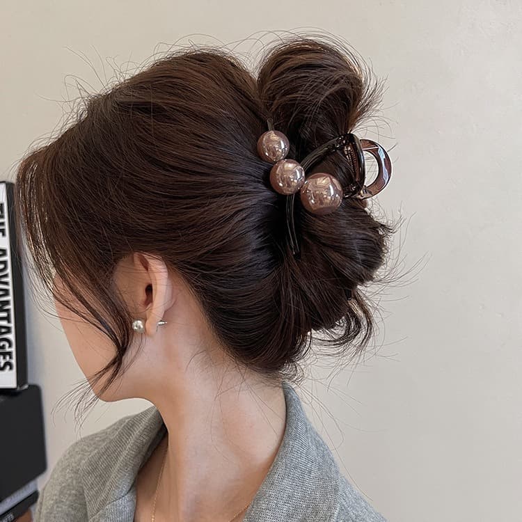 Premium Temperament, Pearl Accessory, Large Size, Multiple Hairpins, Headpiece, Back Of The Head, Coiled Hair, Shark
