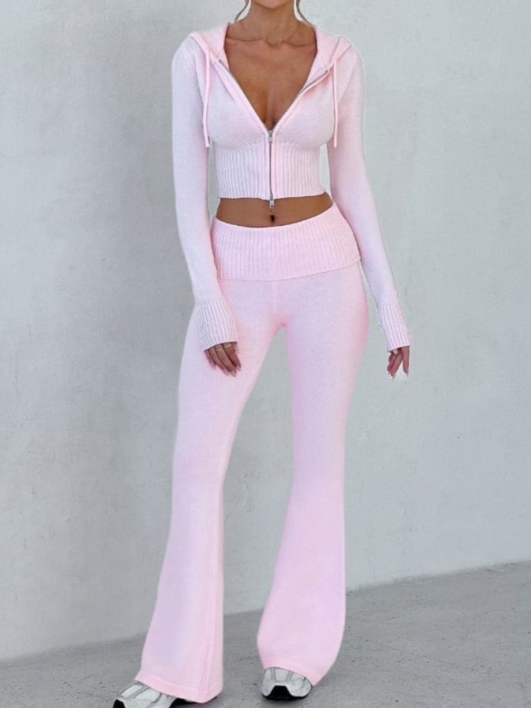 K New Women's Slim-fit Short Hoodie Casual Pants Fashion Set Two-piece Suit For Women