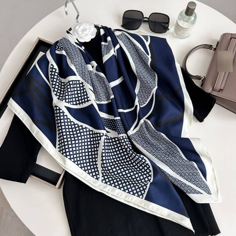 Muslim Headscarf Women's Simulation Silk Scarf Printed Square Scarf – 90x90cm Chiffon Head Wrap (Lightweight & Stylish)