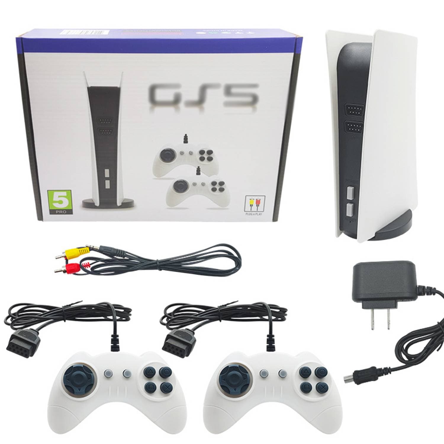 Byteuni 1pc Retro Game Console 8Bit GS5 Mini TV Game Console GS5 Wired Home Game Console with 620 Games - 2 Player