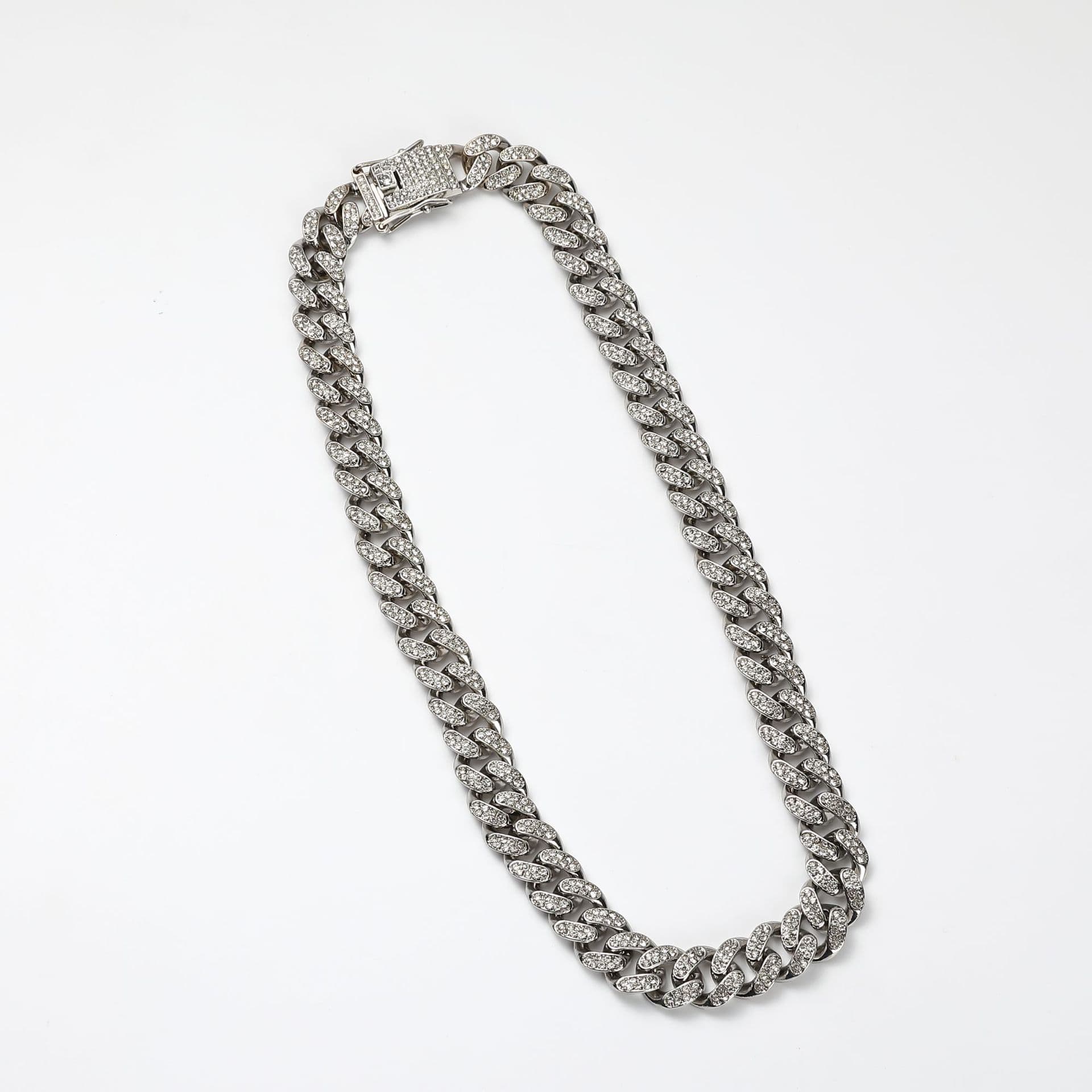 Unisex Full diamond hip hop Cuban chain diamond necklace men and women's same style bracelet necklace street jewelry
