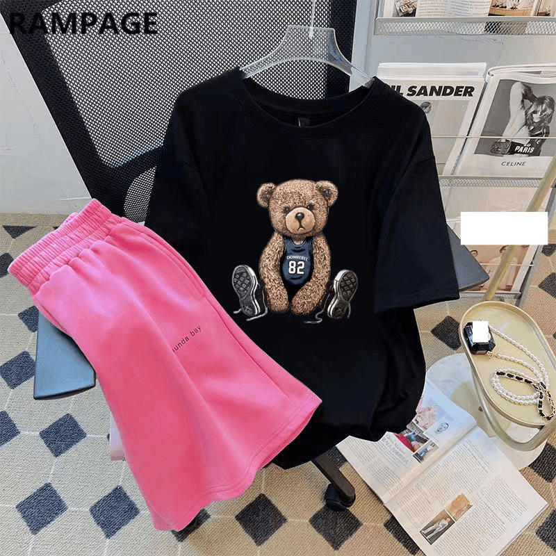 Women's summer 2023 new internet celebrity age-reducing style short-sleeved t-shirt shorts two-piece set trendy