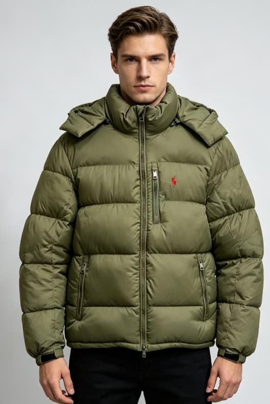 Doudoune matelassée ample à capuche en coton pour homme, disponible en plusieurs couleurs, ornée d'un petit logo poney, coupe-vent et chaude pour