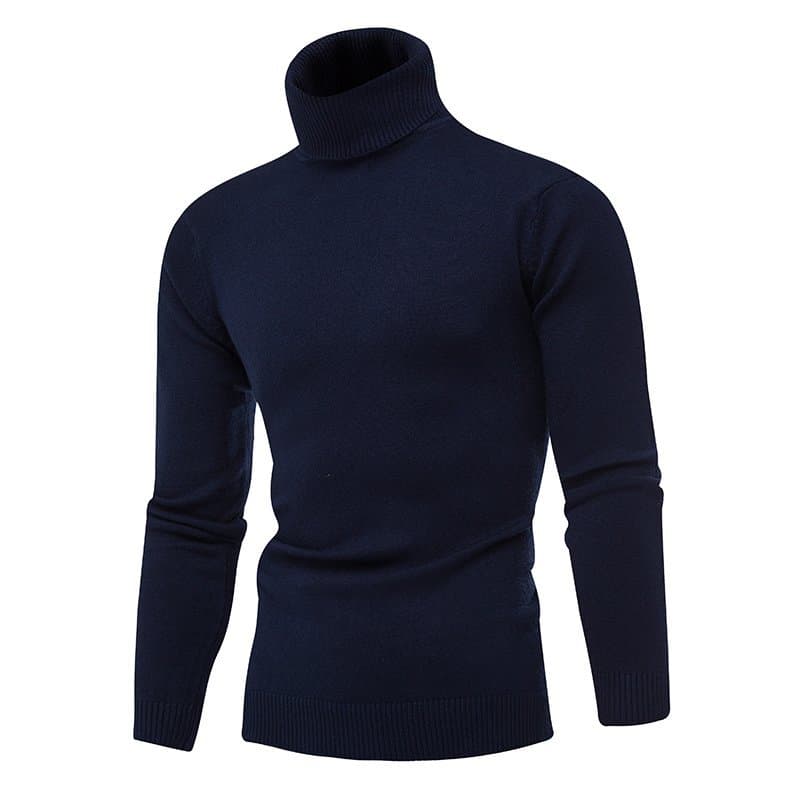 Men's Clothing Autumn and Winter Solid Color Sweater Men's Fashion Solid Color Slim-fit Pullover High Collar Slim-fit Base Sweater