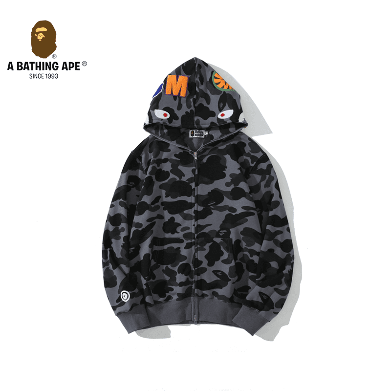 A BATHING APE ABC CAMO High Quality Pure Cotton Version SHARK FULL ZIP HOODIE MENS AND WOMEN