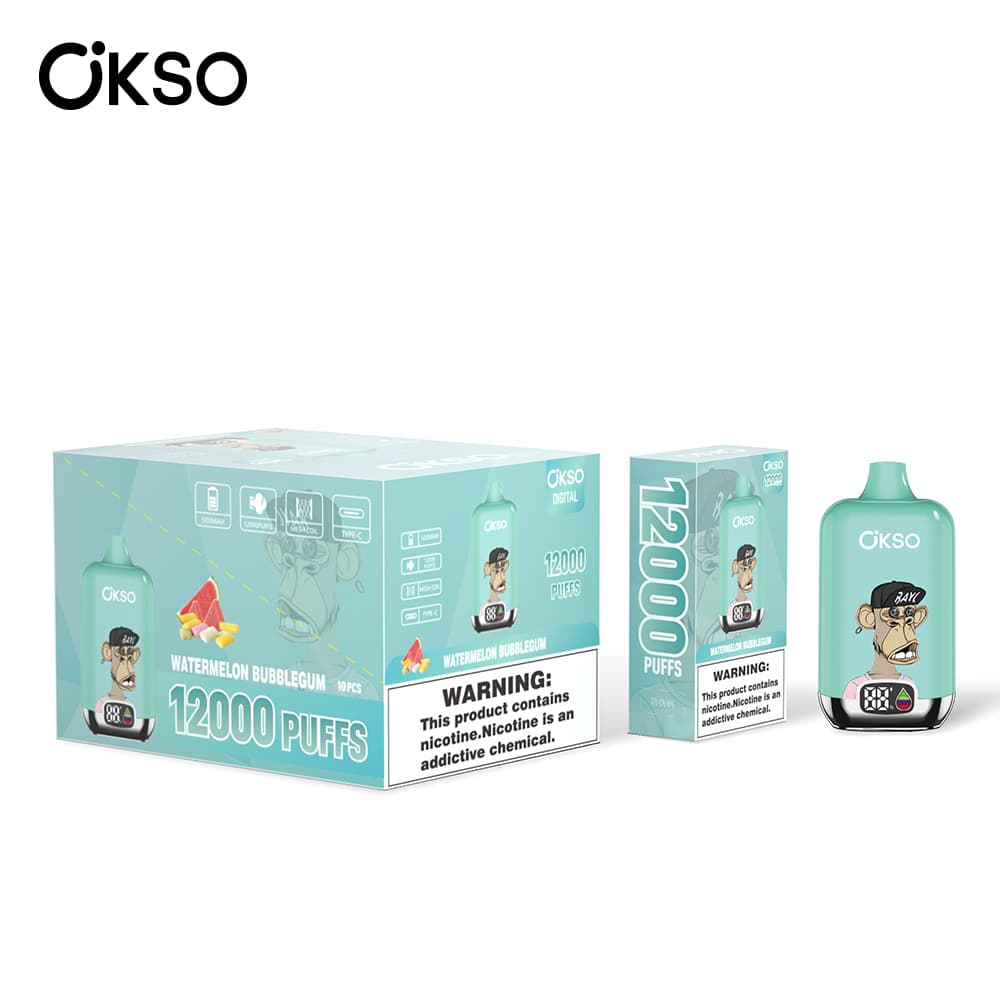 (Mise à niveau du produit ELF BOX 12 000 bouffées - 28 saveurs) Cigarette électronique jetable OKSO Digital 500 mAh, 12 000 bouffées, saveur fr