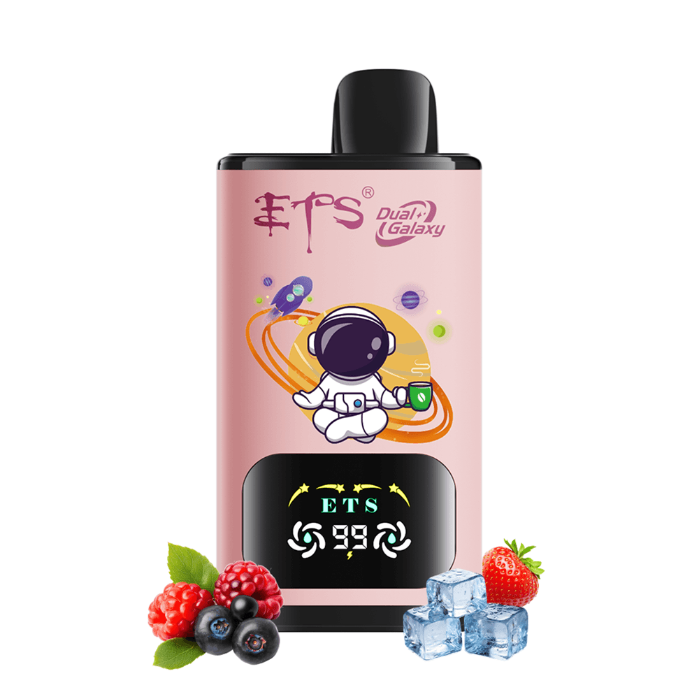 ETS Dual Galaxy 30000 bouffées Vape jetable 2 en 1, saveurs fruitées interchangeables, cigarette électronique rechargeable avec affichage numériq