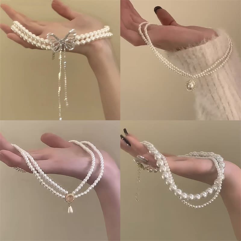French Double-layer Pearl Necklace For Women, Light Luxury, Niche, High-end, Fashionable Accessories, Choker Neck,