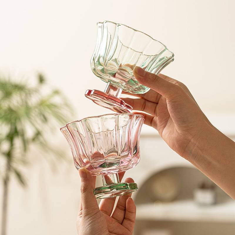 Women's High-value Petal Small Cup Dessert Cup High-grade Oatmeal Cup Glass Cup