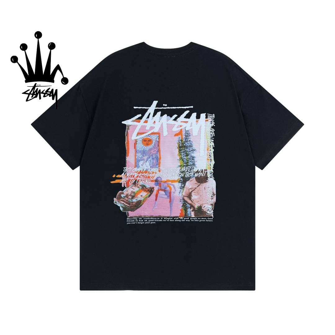 Stussy Art Element Printed Pattern Cotton Short Sleeved T-shirt