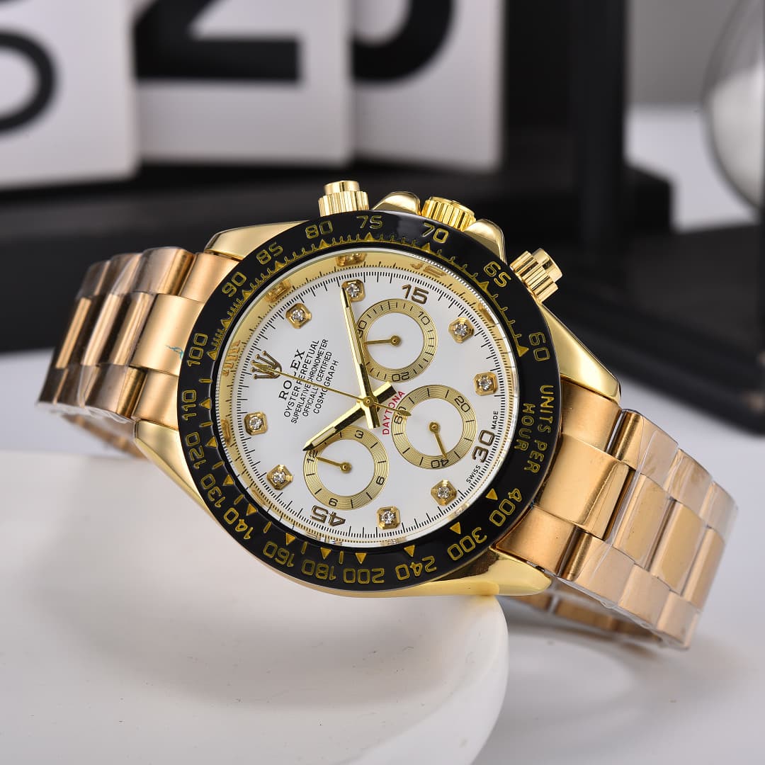 Montre de luxe pour homme Rolex, style business, à six aiguilles et cadran classique à trois sous-cadrans.