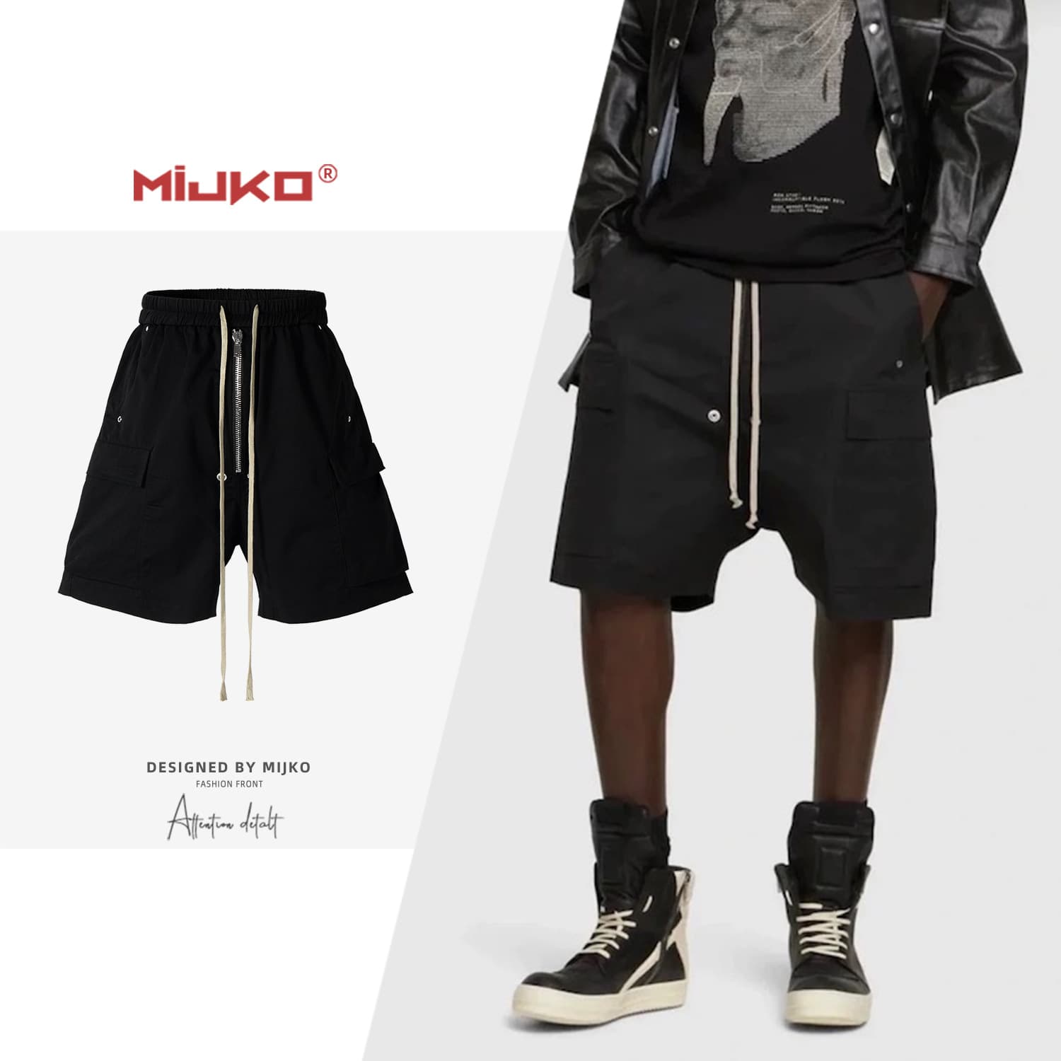 Men's Clothing Men's And Women's Spring And Summer High Street Casual Pants Unisex Zipper Dark RICK Style Men's Work Shorts