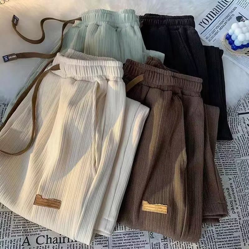 men's clothing summer casual pants men's summer thin ice silk drape straight pants trendy brand wide-leg sports trousers