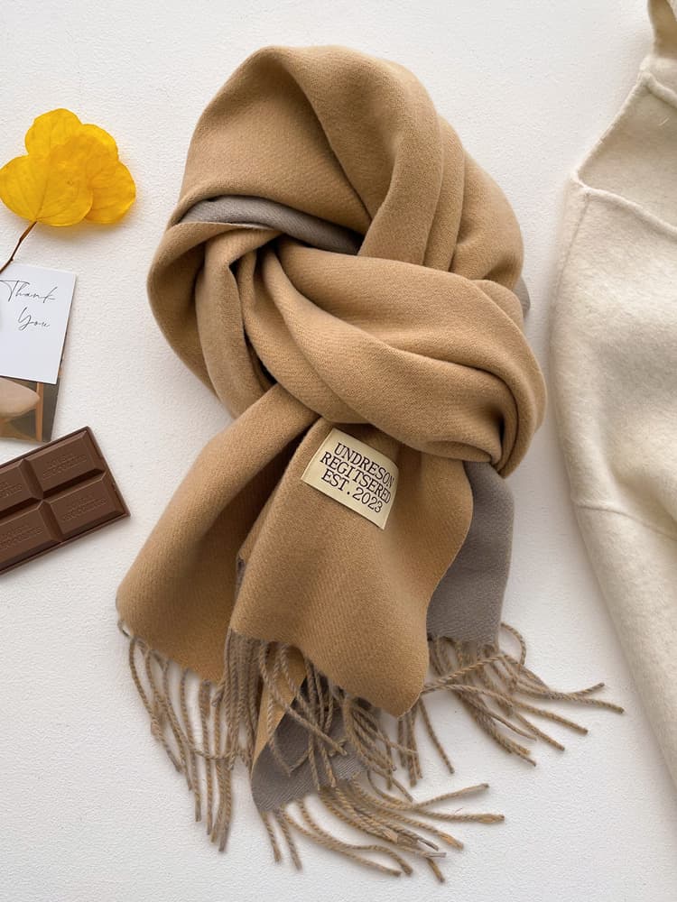 Soft solid color double sided scarf women's winter cashmere shawl dual purpose student knitted warm scarf