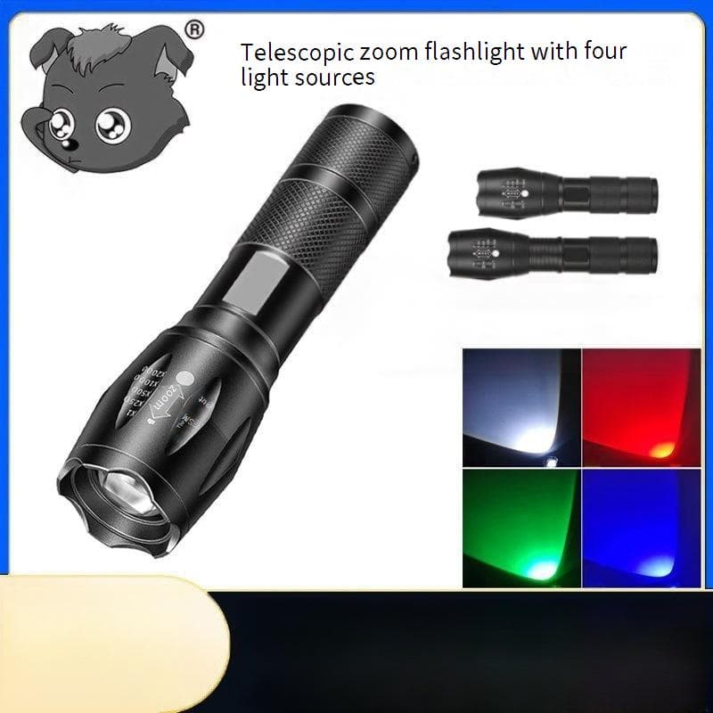4-in-1 Zoomable LED Flashlight - 1500 Lumens Aluminum Alloy Tactical Light With Adjustable Focus For Outdoor, Photography & Emergency Use