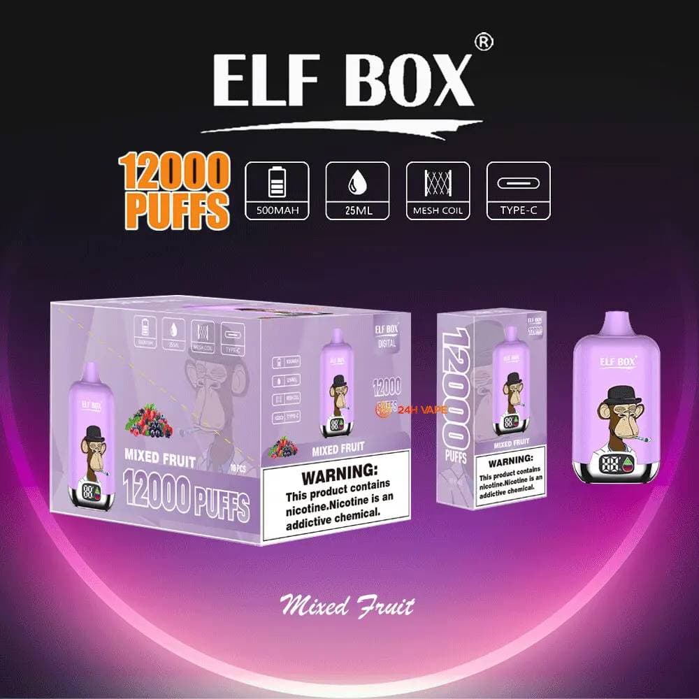 ELF BOX 12000 Vape électronique jetable Digital Puff 12k (1 pièce) avec affichage numérique