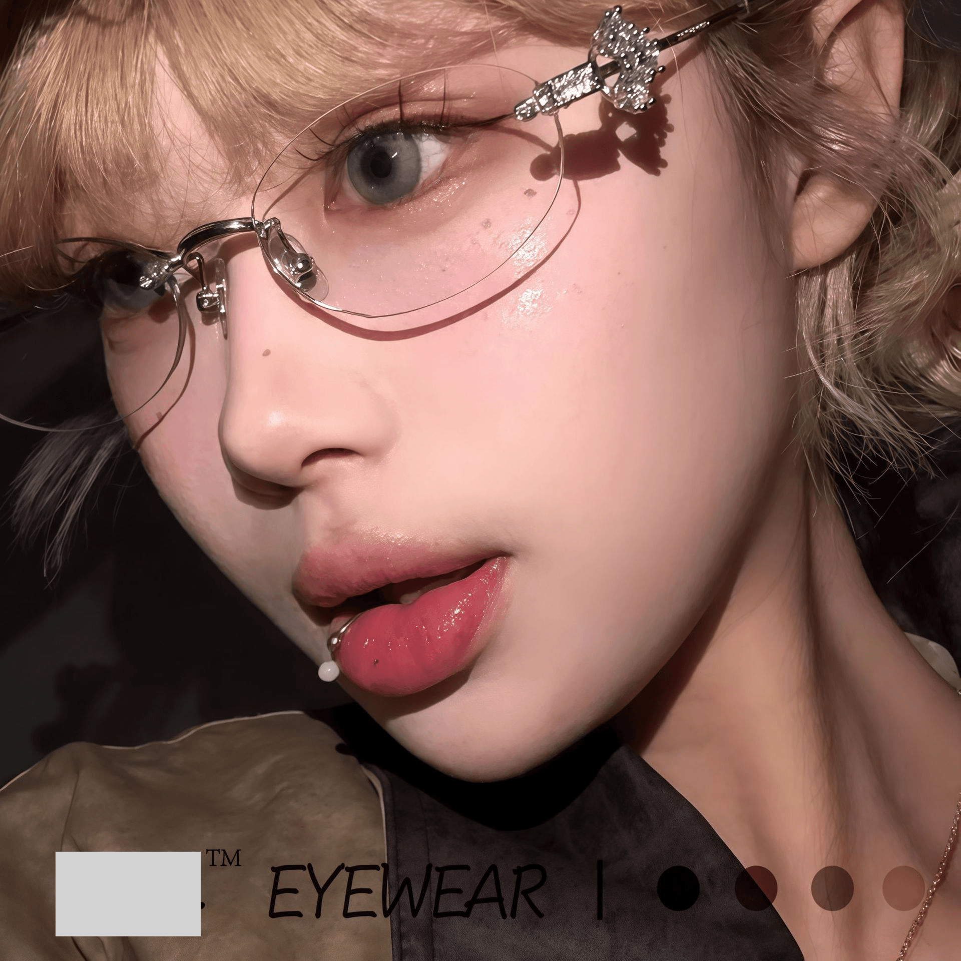 Oval Metal Eyeglass Frames With Pearl Accents Frameless Design Compatible With Prescription Non-Prescription Lenses ( Blue Light Filter Options)​