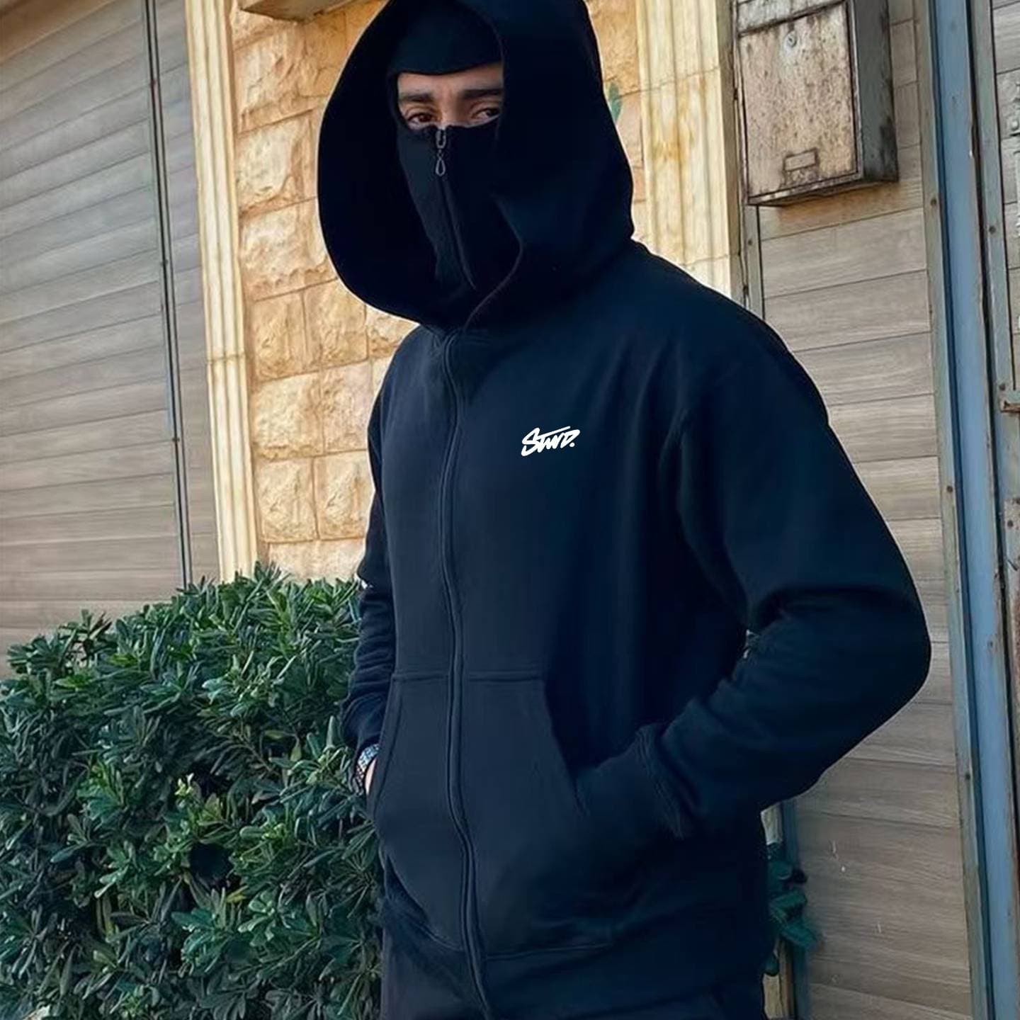 Men's Clothing American Street Style Loose-fitting Versatile Streetwear Letter Double Hooded Zip-up Sweatshirt