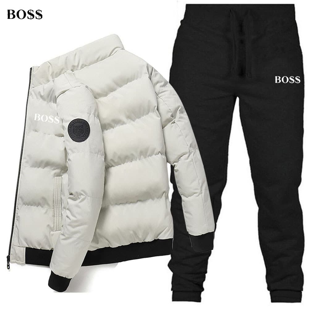 Nouveaux hommes coton veste + pantalon couleur unie imprimé ensemble de sport décontracté