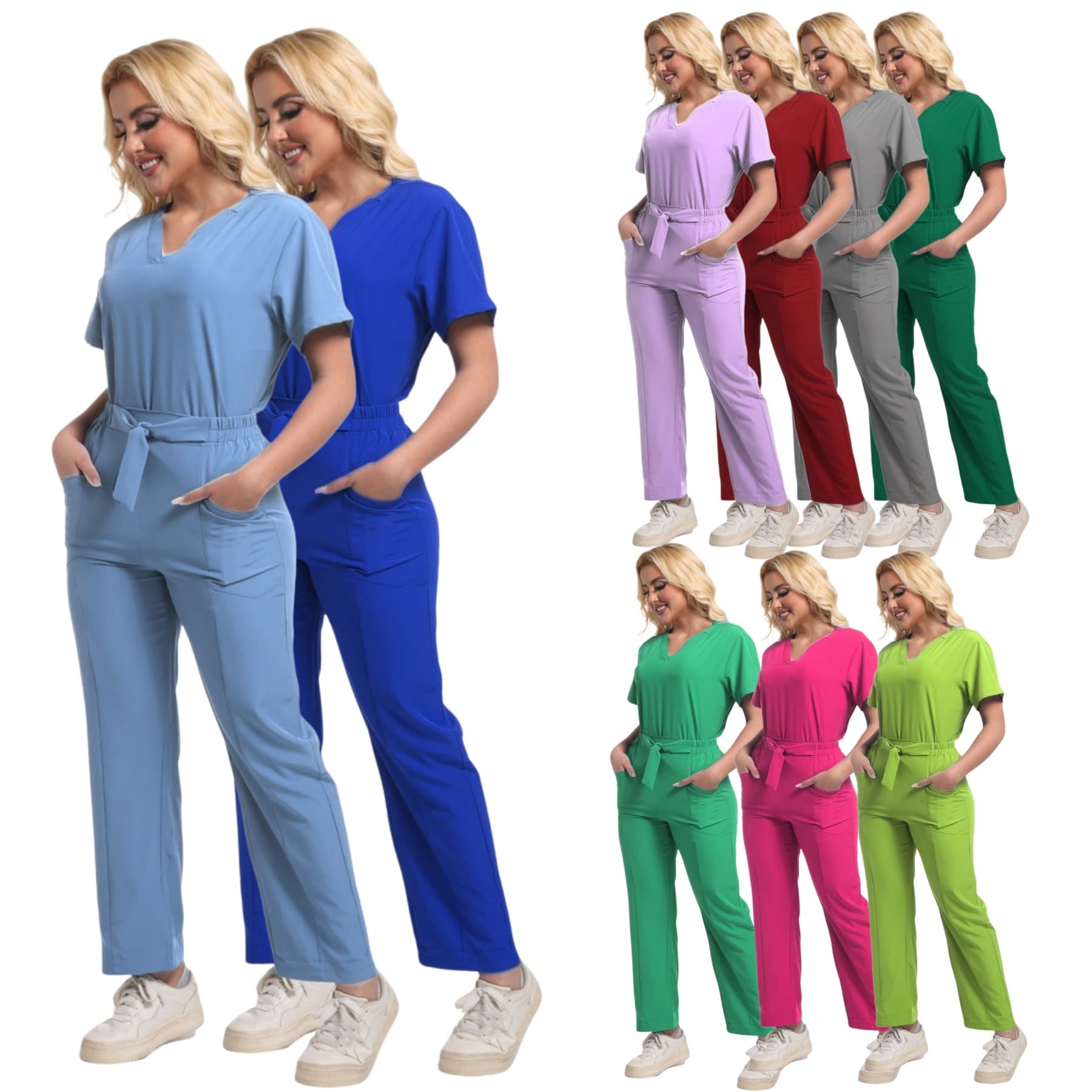 Women’s Clothing Wash Clothes Split Suit Short Sleeve Beauty Salon Nursing Work Uniforms Women's Micro Elastic Hospital Scrubs