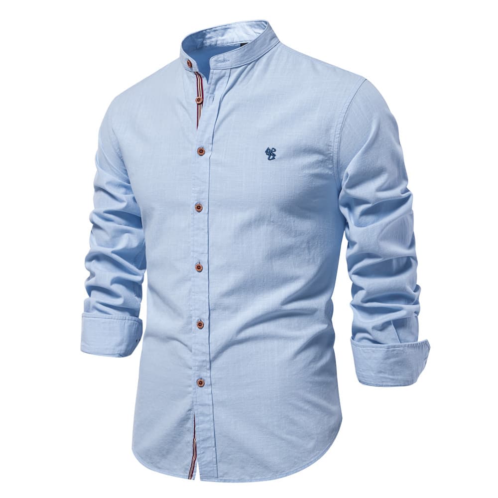 Men's Clothing Spring And Summer New Trend Business Shirt Men's Cotton And Linen Casual Fashion Solid Color Long Sleeved Shirt