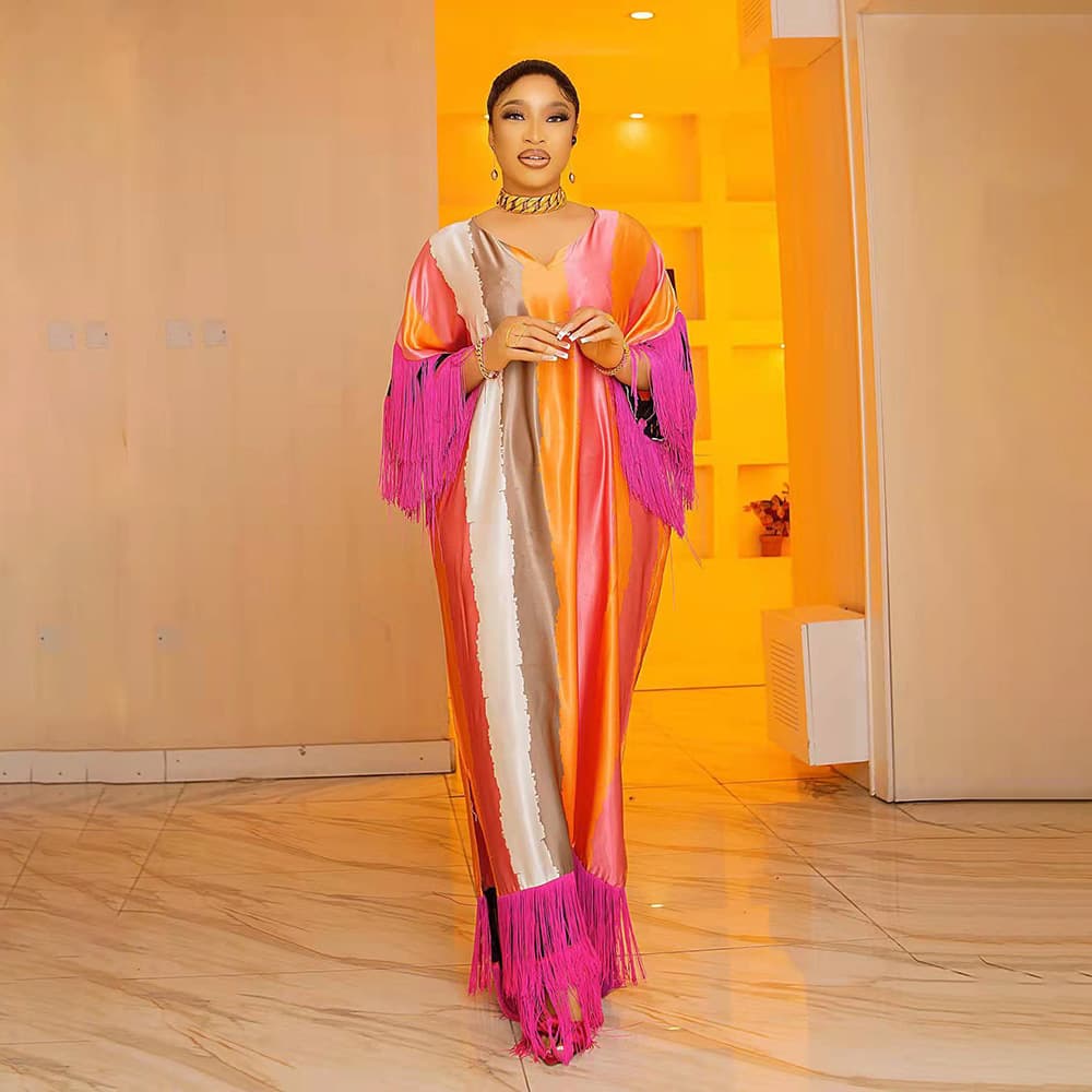 Women's Clothing Artificial Silk With Tassels Fashion Digital Printing Source Ready Stock
