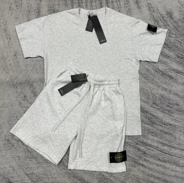 Short STONE à insigne boussole transfrontalier, pantalon décontracté mi-long, ensemble de sport ample à manches courtes pour l'été