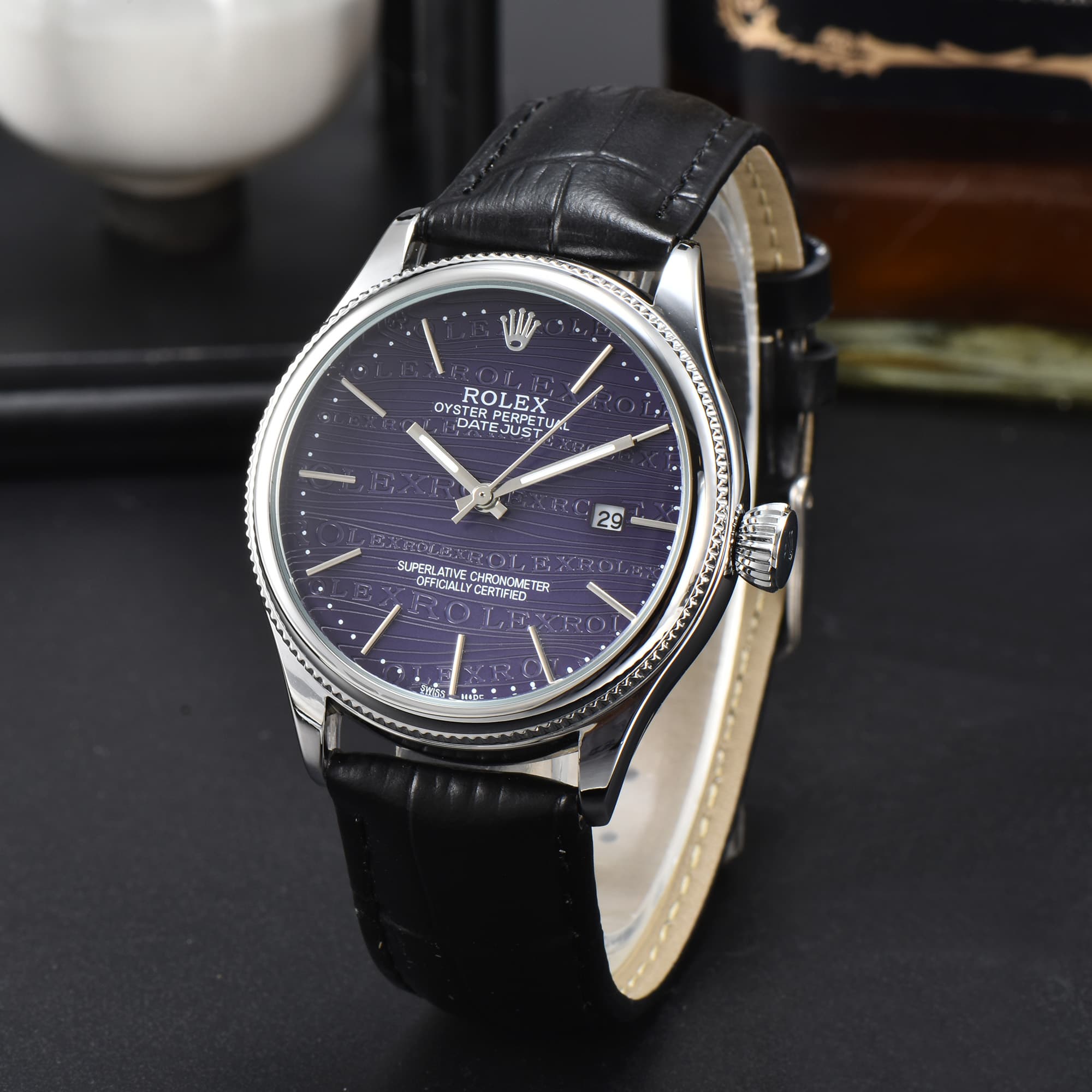 Marques haut de gamme véritable style britannique vintage mode affaires montres bracelet en cuir montre-bracelet