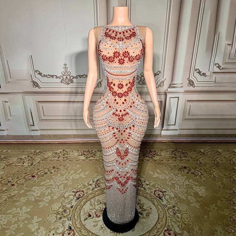 Women's Clothing Luxury Diamond Cocktail Party Fashion Dress Adult Model Catwalk Trendy Clothing Company Annual Meeting Dress
