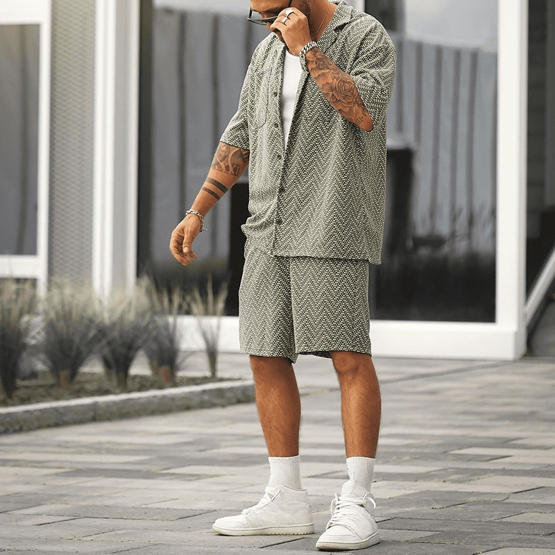 Men's Clothing Men's Summer Suit Men's Spring And Summer Sports Suit Shirt Versatile Shorts Two Piece Suit