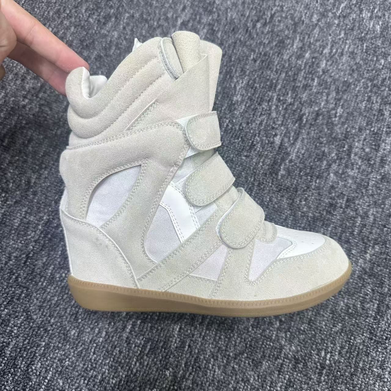 Bottines plates montantes à blocs de couleur pour femmes, avec talon compensé dissimulé et fermeture velcro, chaussures décontractées multicolor