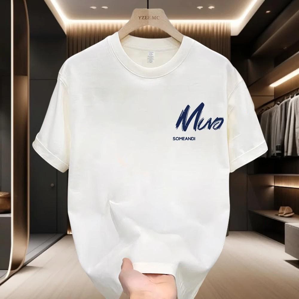 Men's clothing white all-match summer short-sleeved loose round neck men's ins all-match heavy personality thin loose