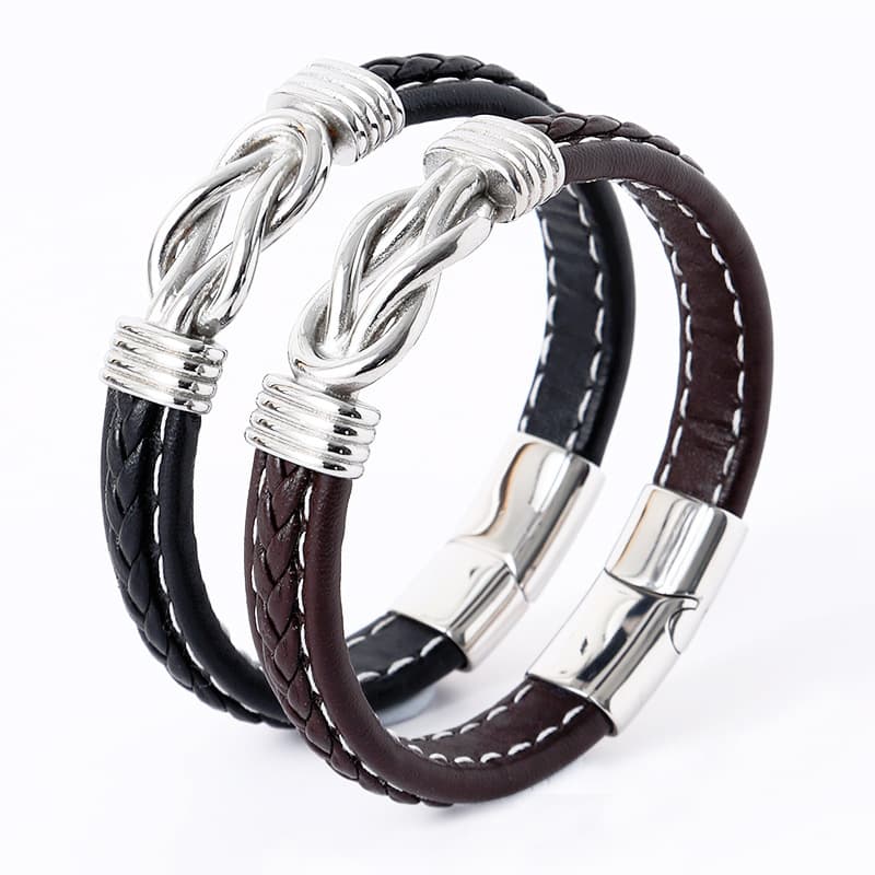 fashion commuter bracelet men's bracelet leather bracelet alloy magnetic twisted punk bracelet