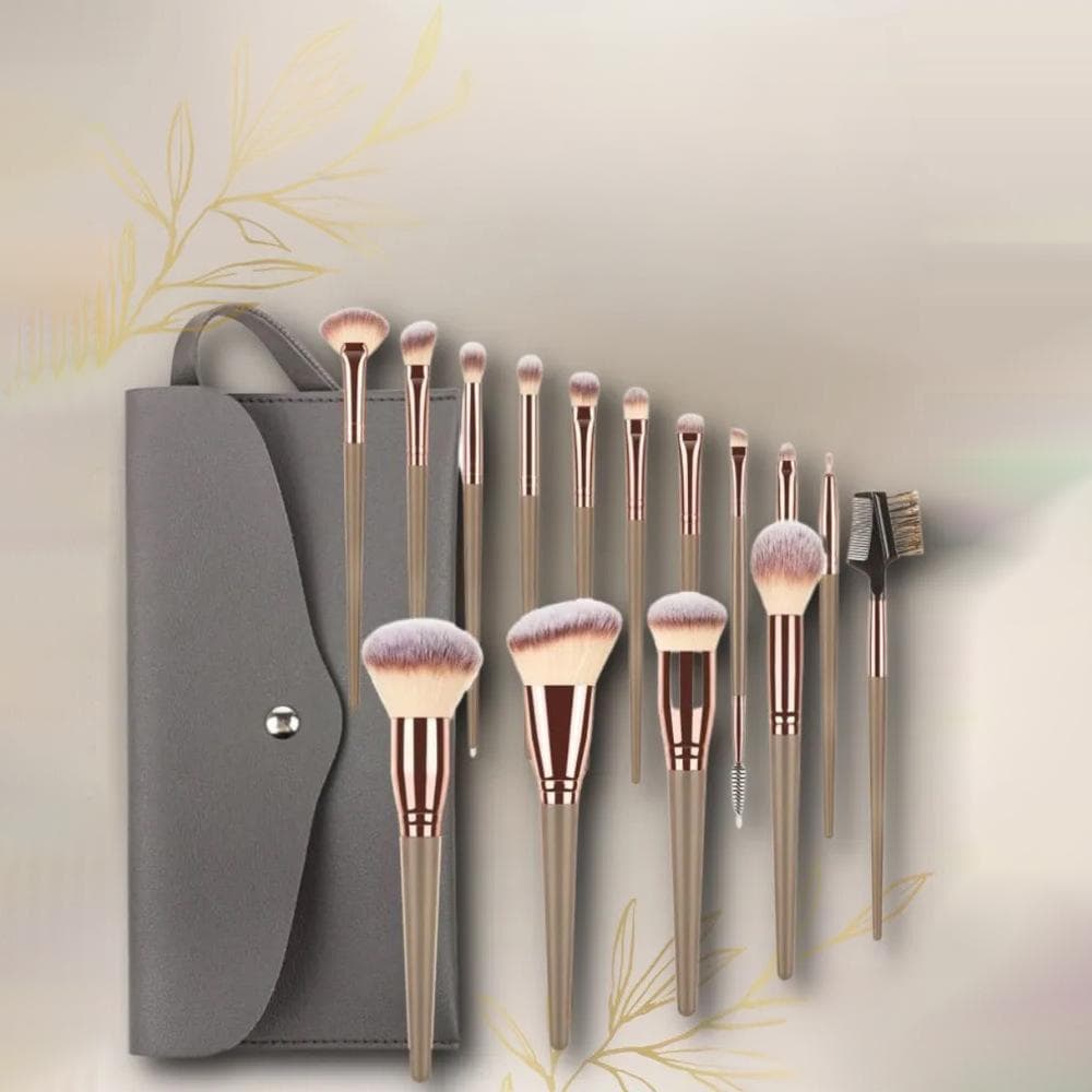15-Piece Black Makeup Brush Set Professional Cosmetic Brush Kit With Blush Brush Eyebrow Comb Fan Powder Brush Large Contour Brush