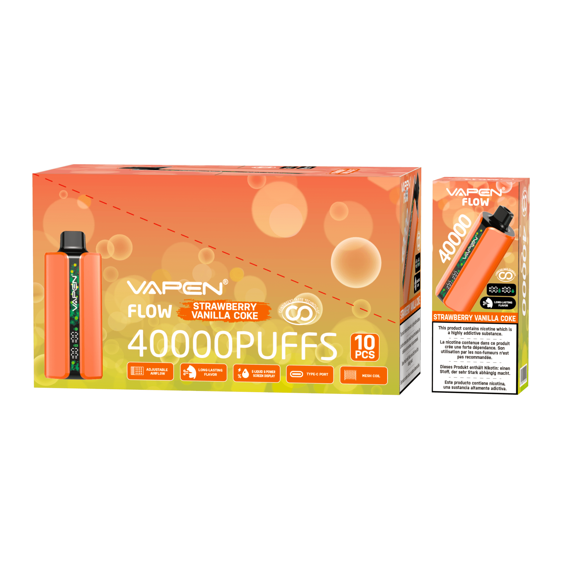 10pcs Vapen Flow 40000 Puffs Stylo Vape Jetable E-cig Mesh PRO Saveurs 40K 30K 50K Vapes Bar Elf Cigarette Électronique TECHNOLOGIE DE GOÛT CONSTAN