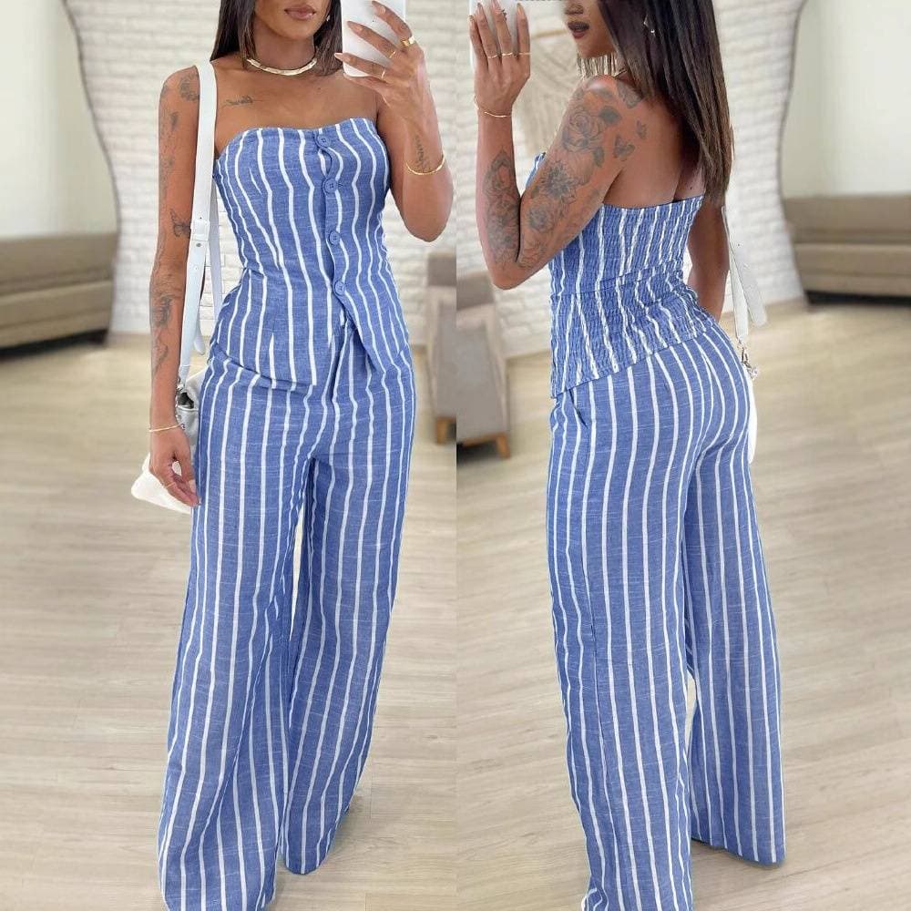 Women's Clothing New High Elastic Striped Tube Top Suit
