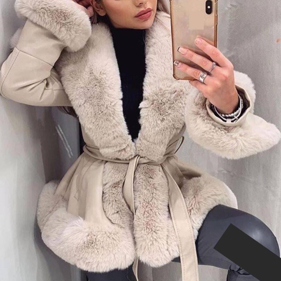 Women's Imitation Rabbit Hair Fur One Waist Temperament Warm Coat
