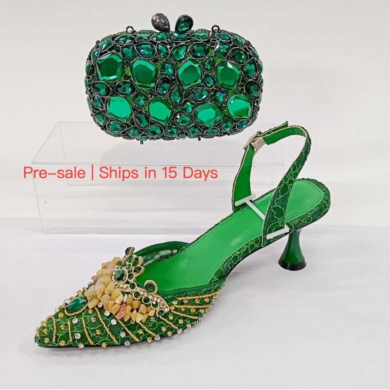 【Pre-sale | Ships In 15 Days】Women's Shoes Spring/Summer New Crystal Rhinestone High Heeled Sandals With Bags Gemstone High Heels Single Shoes