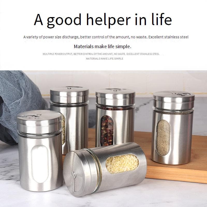 Stainless Steel Multifunctional Seasoning Rotating Seasoning Bottle Sprinkler Jar Cumin Seasoning Box Sprinkler Jar Barbecue Box