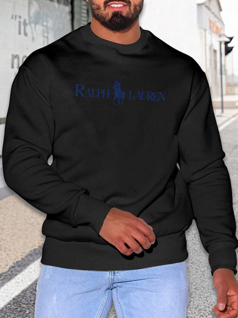 Sweat-shirt chaud à col rond pour hommes, couleur unie, imprimé, nouvelle collection automne et hiver 2024