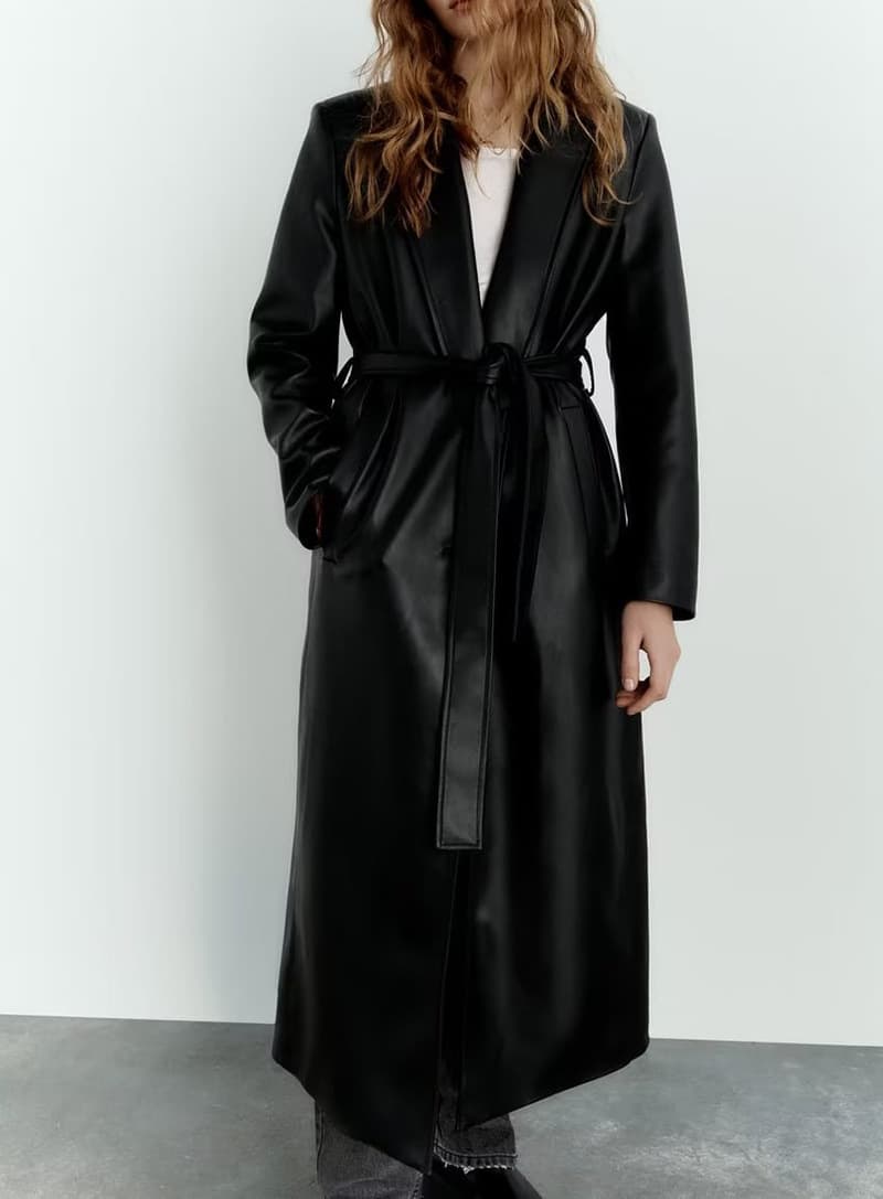Women's Clothing Fashion Temperament Light Familiar Imitation Leather PU Black Long Windbreaker Jacket Female