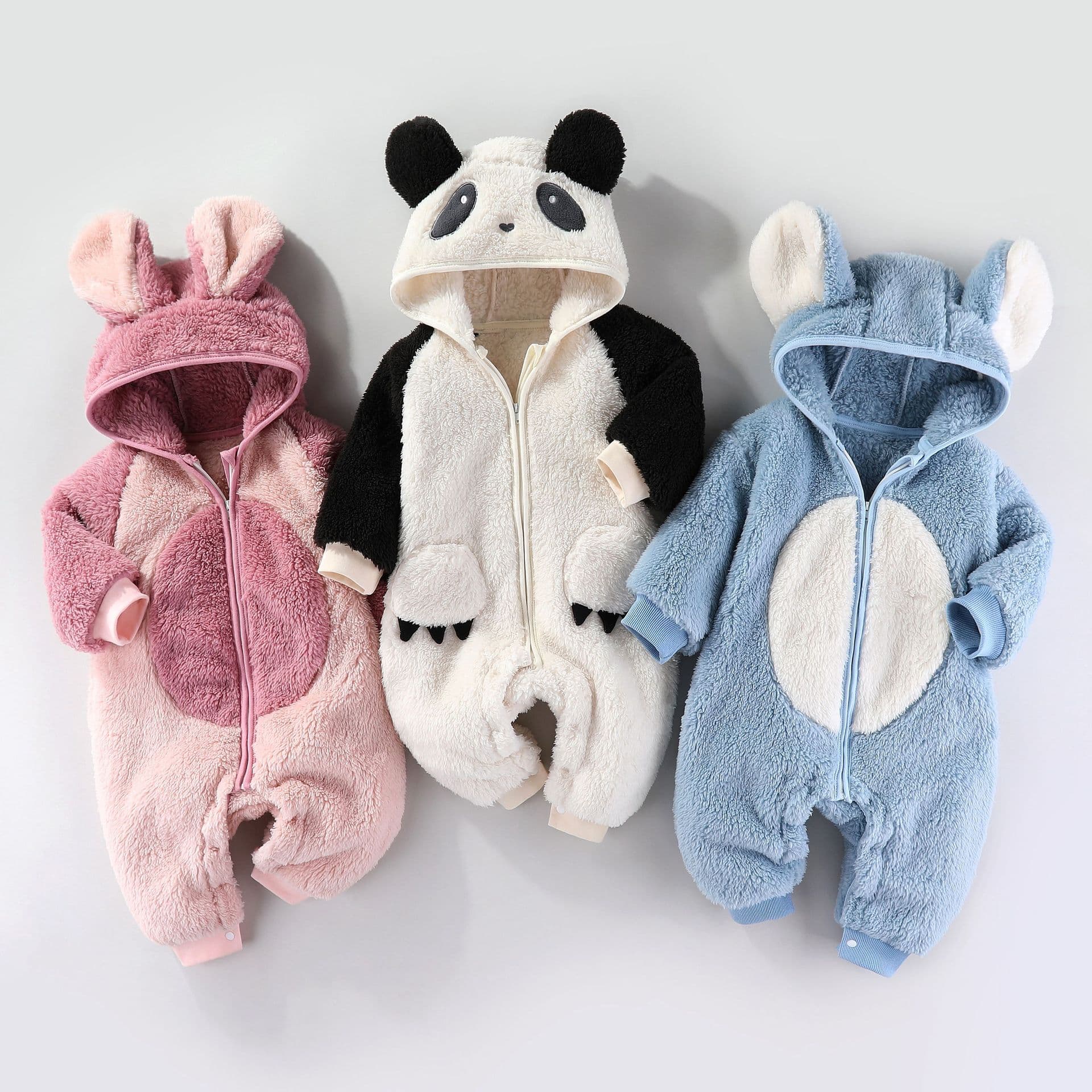 Mother & Kids Jumpsuit Baby Winter Romper With Hood Soft Fleece-Lined One-Piece Outfit For Newborns & Infants (0-12M) – Cozy Animal-Themed Designs