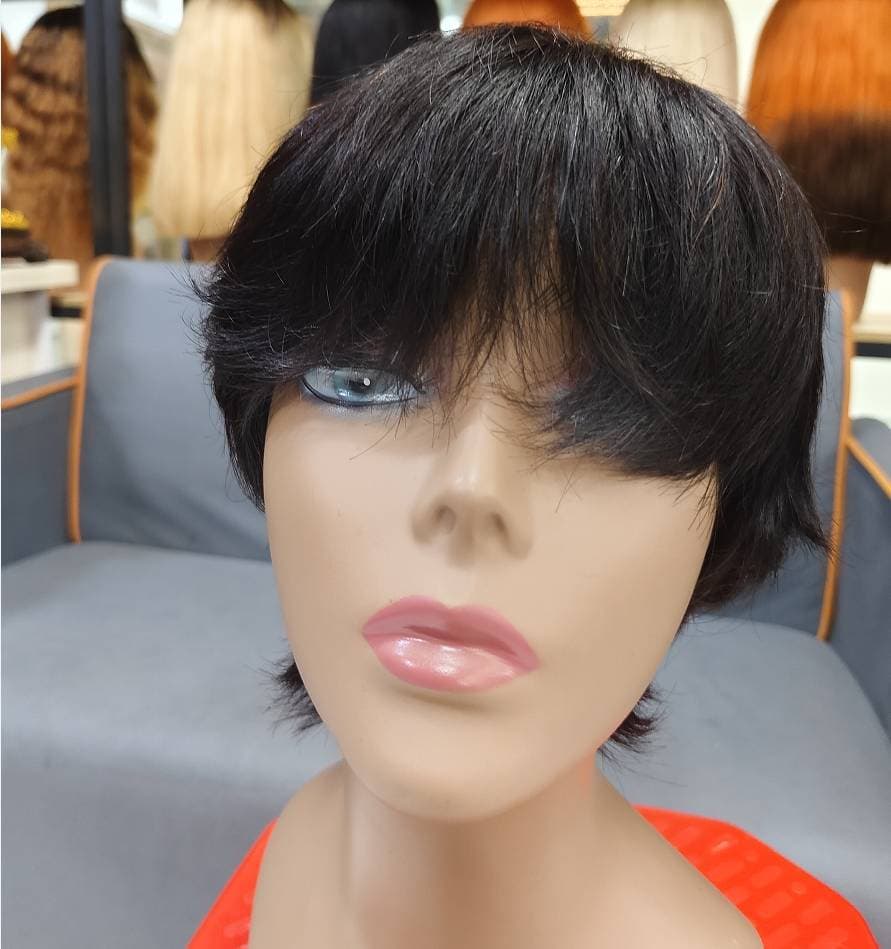 Cheap Short Wigs Human Hair Black Color Bob Wig Short Curly Pixie Cut Human Hair Wigs